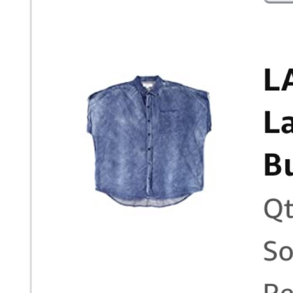Denim Chambray Button Down Sleeves Vest Jean Shirt - Picture 3 of 4